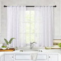 Mysky Home Semi Sheer Curtains 54 Inch Length With Pom Pom For Bedroom Small Windows Boho Style Light Filtering Curtains For Nur