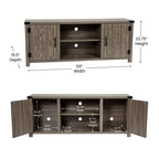 Flash Furniture Modern Farmhouse Barn Door TV Stand - Gray Wash Oak 59 Inch Entertainment Center - For TV's up to 65 Inches - Adjustable Middle Shelf