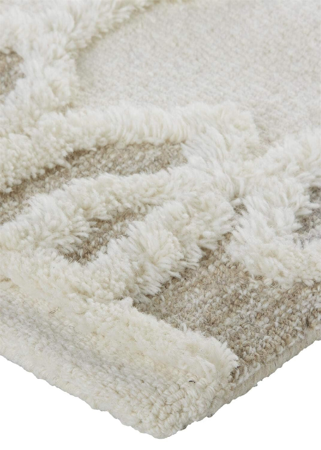 HomeRoots 512804 8 x 10 ft. Ivory Tan & Silver Wool Geometric Hand Tufted Handmade Stain Resistant Rectangle Area Rug