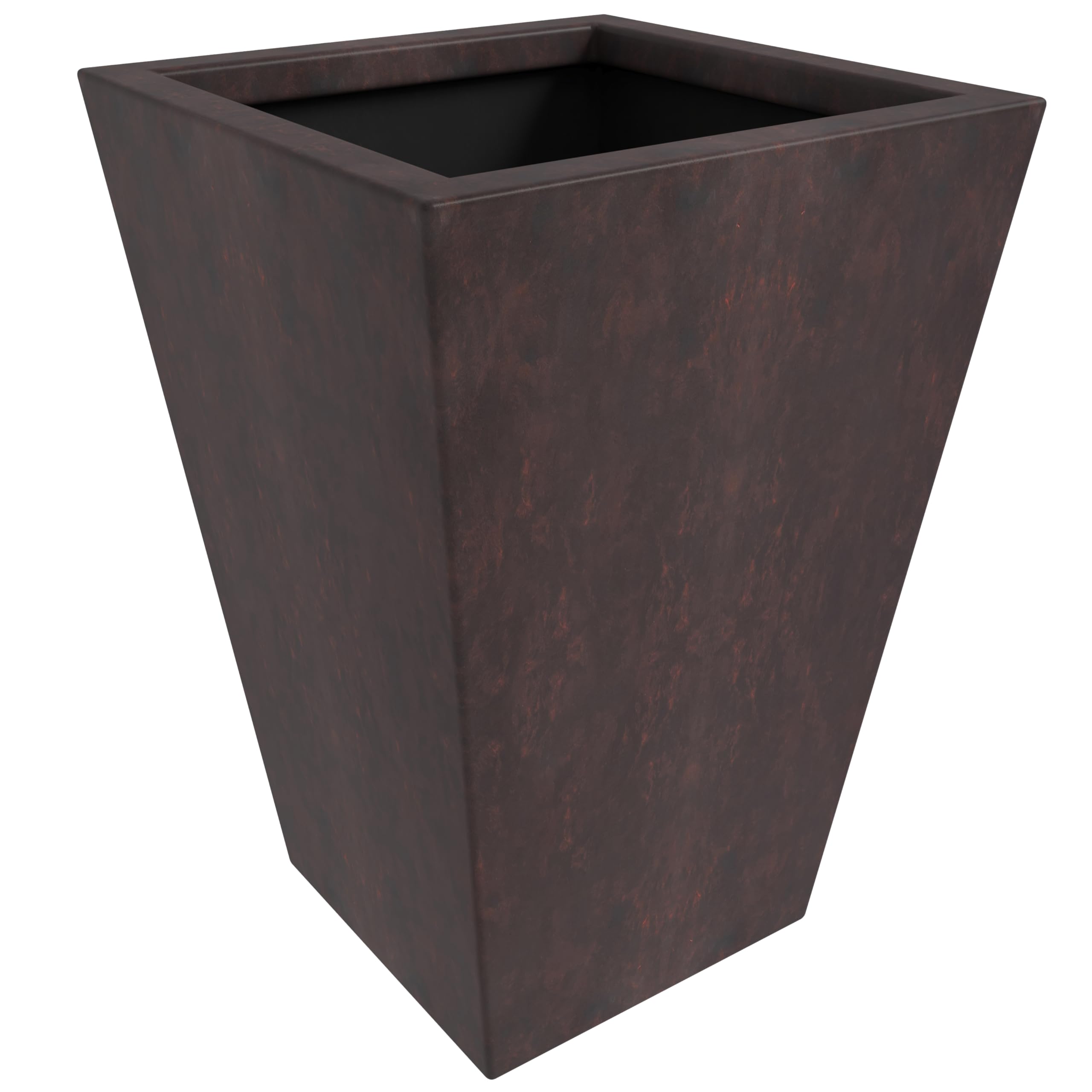 Serene Series Poly Stone Square Planter in Brown 14x14, 21 High
