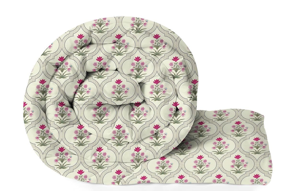 Bsb Home Snuggle Up 3.O Summer/All Season Printed Reversible Single Bed Glace Cotton Microfiber Comforter Blanket | Quilt | Doha