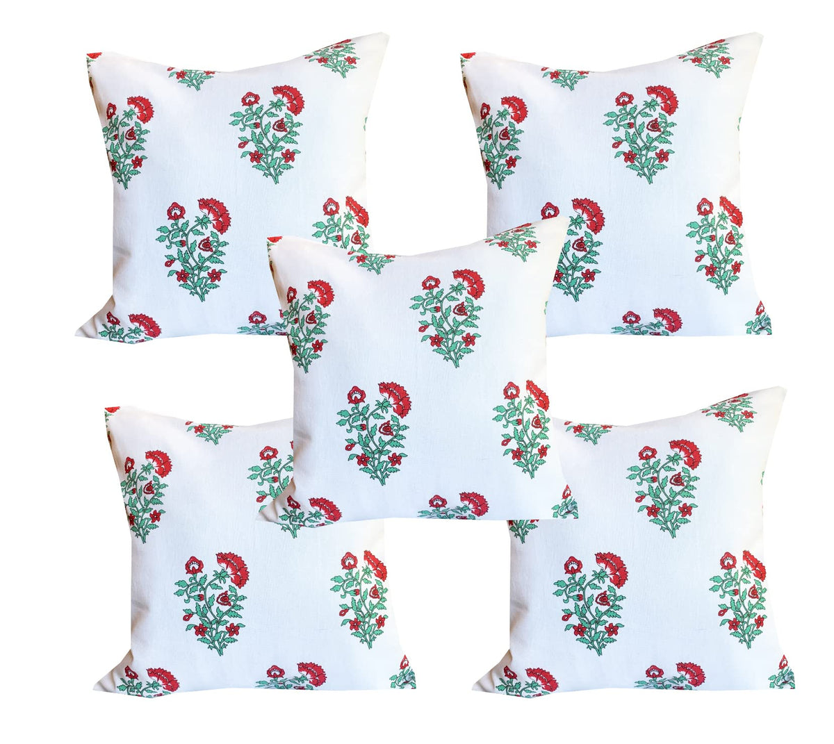 Pinkparrot Cotton Multi Colour Throw Pillow Covers/Cushion Covers (16X16 Inches)  Set Of 5 Pcs