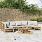 vidaXL Patio Furniture Set 8 Piece, Sectional Sofa with Cushions, Patio Lounge Set with Coffee Table for Garden Lawn Porch Backyard, Bamboo