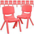 Flash Furniture Whitney 10 Pack Red Plastic Stackable School Chair with 10.5 Seat Height
