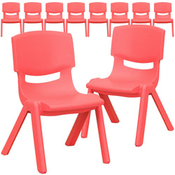 Flash Furniture Whitney 10 Pack Red Plastic Stackable School Chair with 10.5 Seat Height