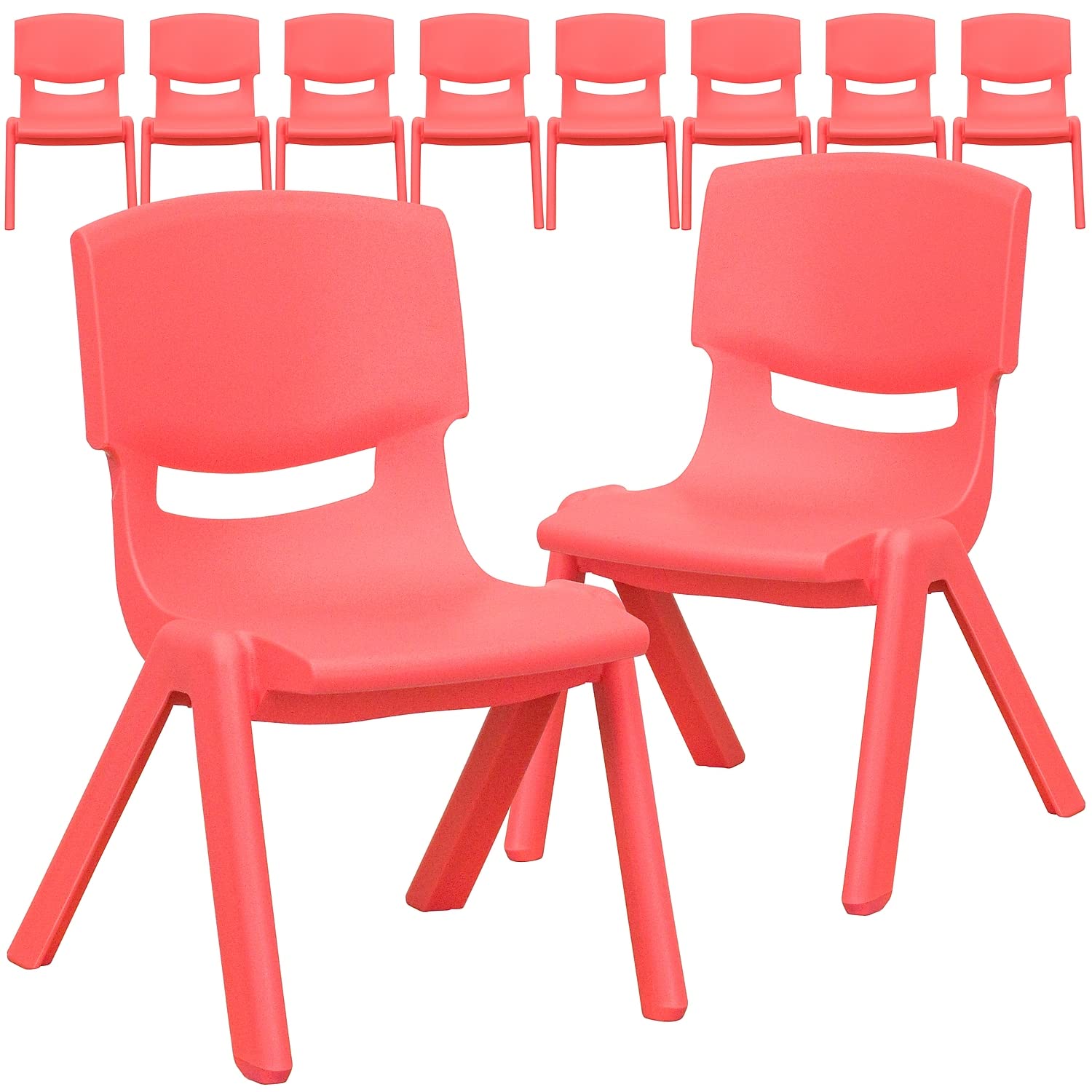 Flash Furniture Whitney 10 Pack Red Plastic Stackable School Chair with 10.5 Seat Height