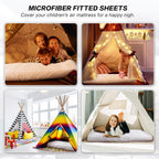 Breling Kids Air Mattress Fitted Sheets Compatible With Intex Cozy Kidz (Sheet Only) Toddler Inflatable Mattress Sheets For Kids Sleepover Party Travel Camping Air Mattress Airbed(White,8 Pcs)