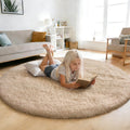 yulidayang Fluffy Round Area Rugs for Bedroom,3'X3'Shag Circle Area Rugs for Girls Room,Non Slip Fuzzy Plush Rug for Kids Room L