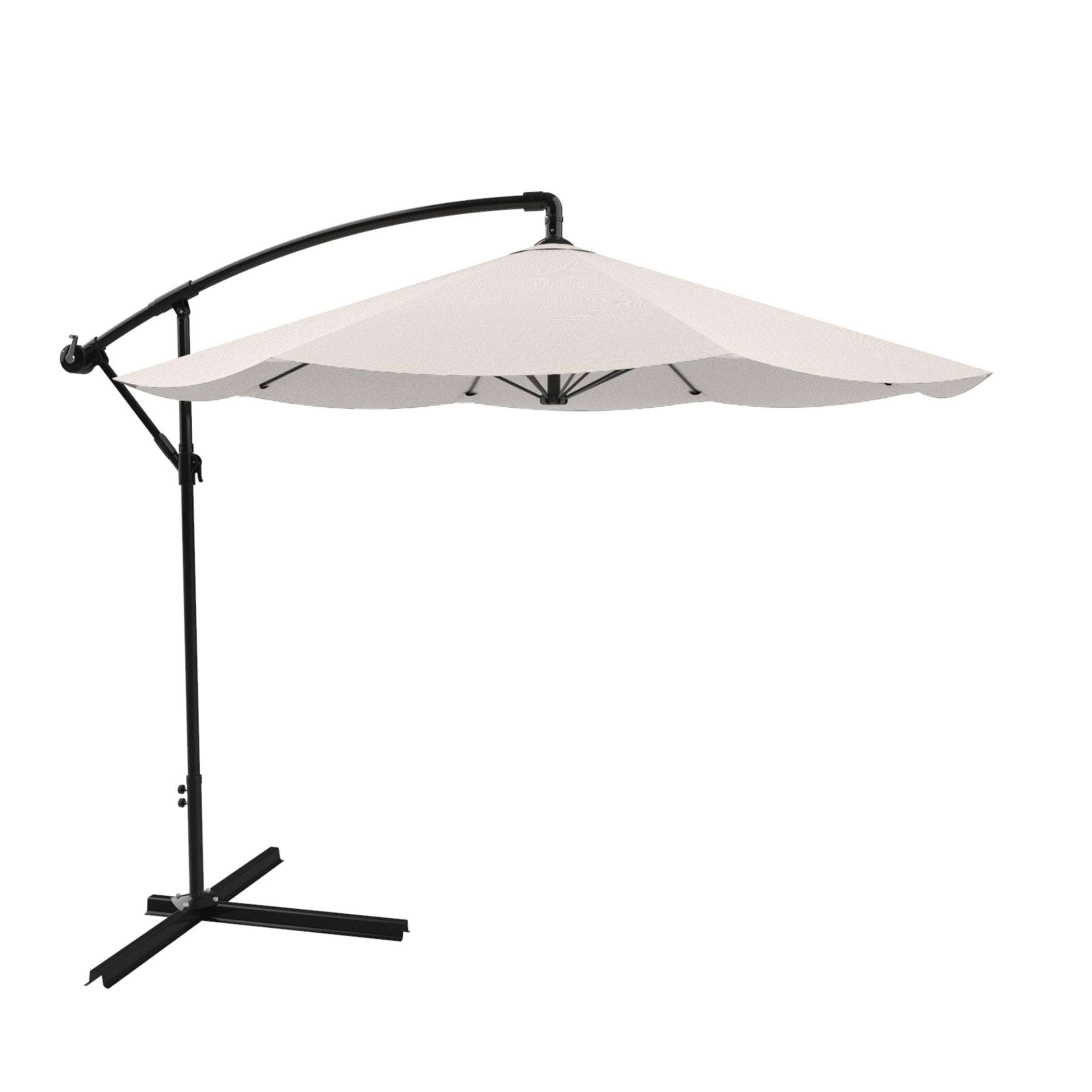Pure Garden 10-Foot Offset Patio Umbrella with Cross Base, Cream