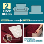 Turquoize T Cushion Chair Slipcover T Cushion Chair Covers For Living Room Stretch Sofa Couch Cover Soft Armchair Cover Furniture Covers With Individual T Cushion Seat Covers (Chair, Burgundy)