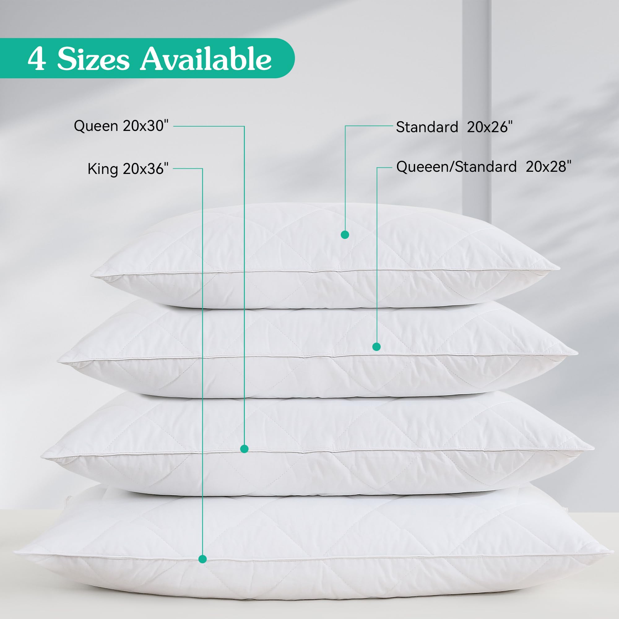 Three Geese Goose Feather Pillow Soft 600 Thread Count Cotton White King Size