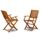 East West Furniture Decm7Cana 7 Piece Patio Dining Set Consist Of A Rectangle Outdoor Acacia Wood Table And 6 Folding Arm Chairs, 40X72 Inch, Natural Oil