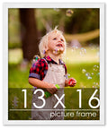 Poster Palooza 13x16 Frame White Solid Pine Wood Picture Frame | UV Acrylic, Foam Board Backing & Hanging Hardware