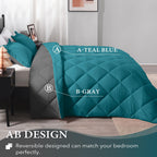 Downluxe California King Comforter Set - Ocean And Grey Cal King Comforter Set, Soft Bedding Sets For All Seasons - 3 Pieces - 1 Comforter (104'X96') And 2 Pillow Shams(20'X36')