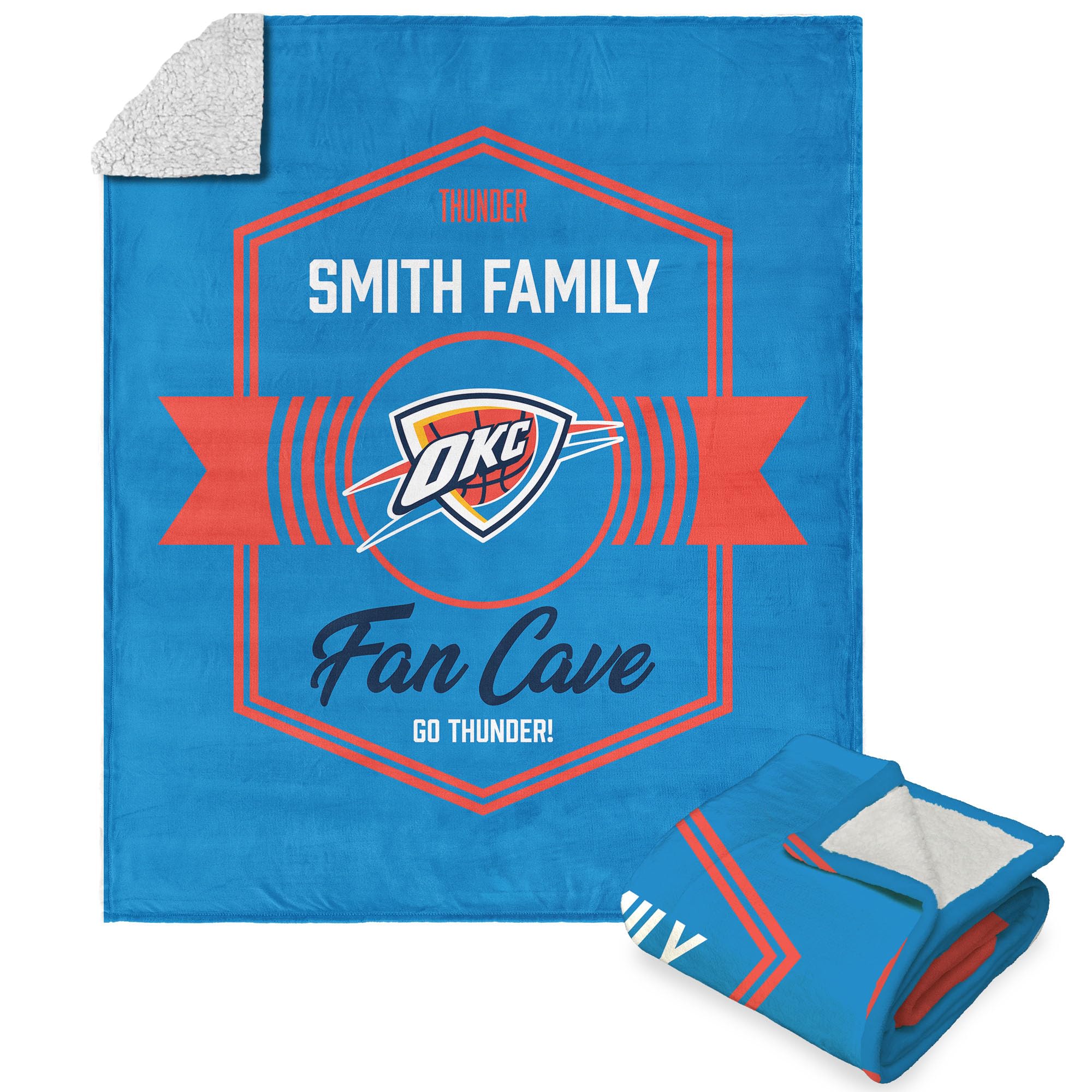 Nba Oklahoma City Thunder Dominion Personalized Silk Touch Sherpa Throw Blanket 50X60 Inches