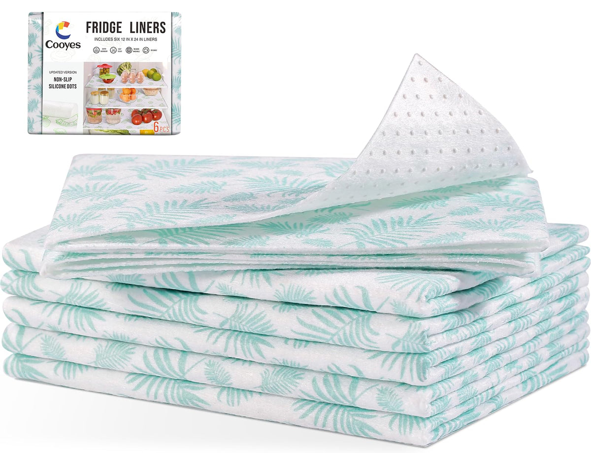 Cooyes Absorbent Refrigerator Liners, Non Slip Shelf Liner for Drawers & Kitchen Cabinets, Cloth Material Keep Produce Fresh Lon