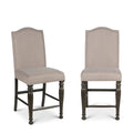 Steve Silver Co Caswell Counter Chair, Set of 2 Chairs, Nailhead Trim, Contemporary Design, Shield Back, Dining Room, Ktichen, Bar, Counter Island, Rubberwood, 100% Polyester, 20"D x 24"W x 45"H, Gray