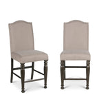 Steve Silver Co Caswell Counter Chair, Set of 2 Chairs, Nailhead Trim, Contemporary Design, Shield Back, Dining Room, Ktichen, Bar, Counter Island, Rubberwood, 100% Polyester, 20"D x 24"W x 45"H, Gray