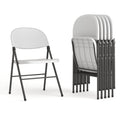 6 Pk. 330 lb. Capacity White Plastic Folding Chair with Charcoal Frame