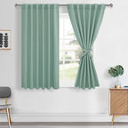 Hiasan Light Sage Blackout Curtains 45 inch Long, Light Blocking Thermal Insulated Rod Pocket & Back Tab Christmas Drapes Sewn w