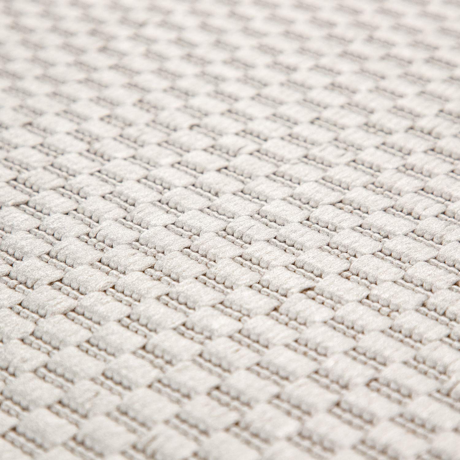 Solid Outdoor Rug For Patio Or Balcony Weatherproof In Mottled Cream, Size: 6'7' X 9'2'