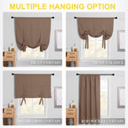 Nicetown Balloon Shade Blackout Curtain - Thermal Insulated Tie Up Window Blind For Small Window/Bedroom (Cappuccino, Rod Pocket