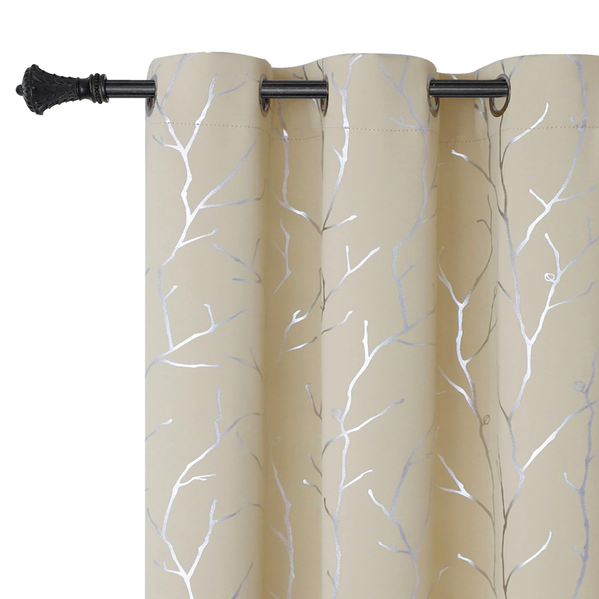 Buhua Beige Curtains 84 Inches Long, Energy Saving Room Darkening Curtains - Grommet Top Window Drapes, Privacy Curtains, 38W X
