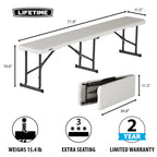 Lifetime 80305 Portable Folding Bench, White