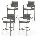 Happygrill Rattan Bar Chairs Set Of 4, Outdoor Pe Rattan Bar Stools With Armrests & Seat Cushions, Patio Pe Wicker Bar Chairs With 30 Inch Seat Height & 400 Lbs Load Capacity For Porch Backyard