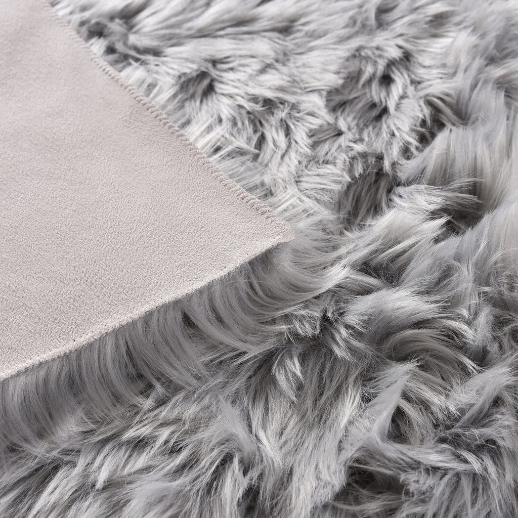 Orinova Light Gray Washable Fuzzy Fur Runner Rugs For Living Room Nursery Rugs For Bedroom Faux Sheepskin Shag Rug 2X6 Teen Room