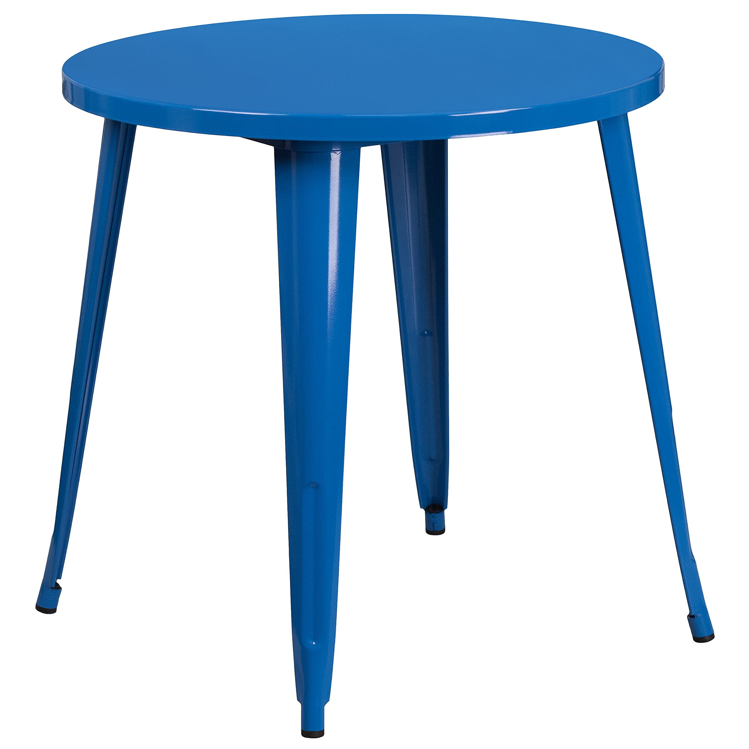 Flash Furniture Conrad Commercial Grade 30" Round Blue Metal Indoor-Outdoor Table Set with 2 Arm Chairs