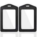 Vin Beauty 2 Pack Genuine Leather Id Badge Holders, Vertical Id Card Holders With Dual-Side Clear Window, Waterproof Name Badge