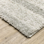 HomeRoots 510863 8 x 11 ft. Ivory & Gray Geometric Shag Power Loom Stain Resistant Rectangle Area Rug