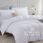 Hearth & Harbor White Duvet Cover Queen Size - 3 Piece Queen Duvet Cover Set, Soft Double Brushed Queen Size Duvet Covers With B