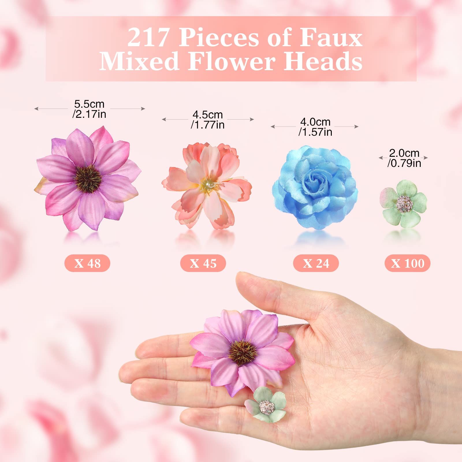 217 Pieces Mini Silk Heads Fake Rose Daisy Faux Flowers For Crafts Rose Flowers Plum Blossom Heads Sunflower Wedding Decoration