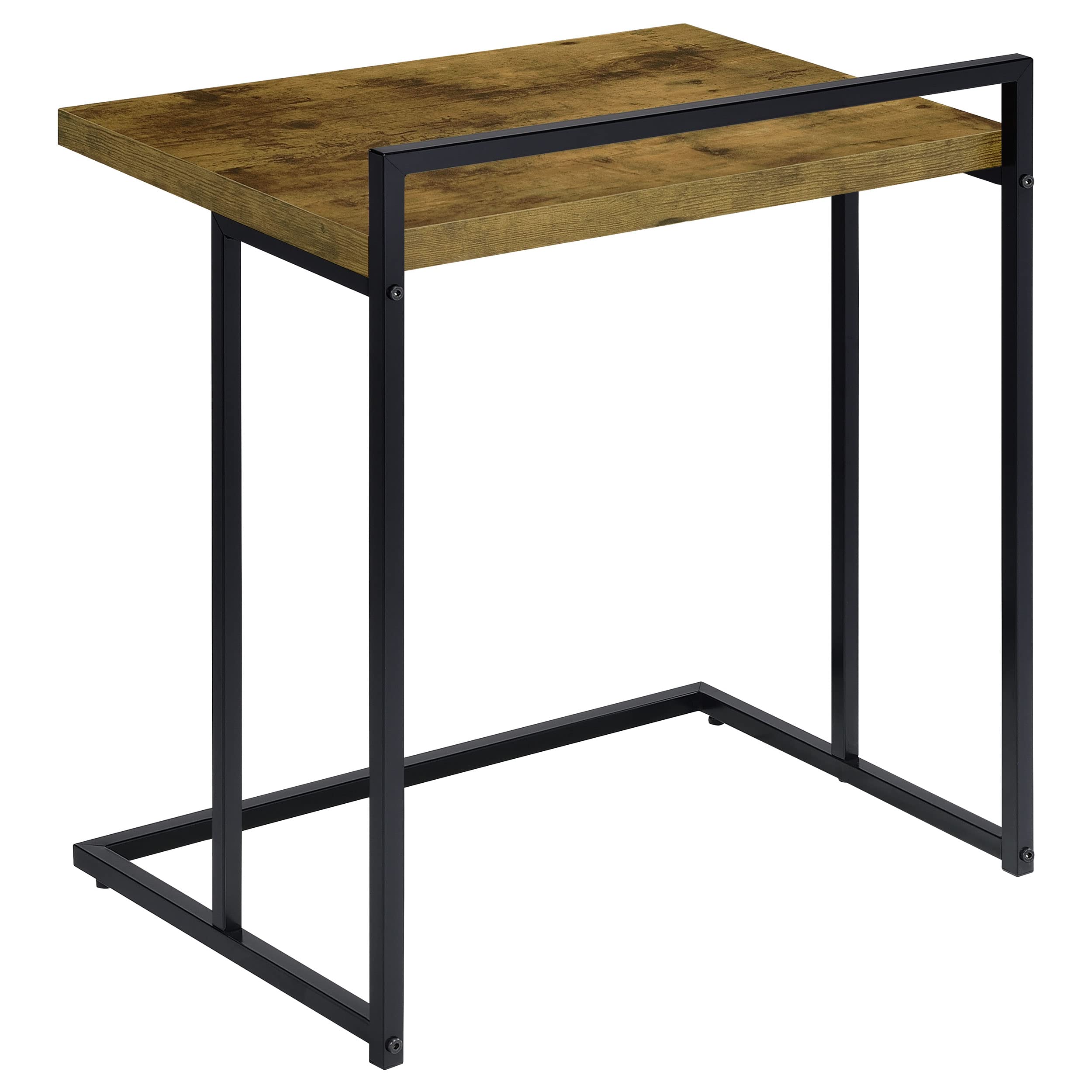 Coaster Home Furnishings Dani Rectangular Snack Table with Metal Base Antique Nutmeg and Black