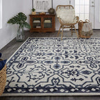 HomeRoots 513677 10 x 14 ft. Taupe & Gray Wool Floral Hand Tufted Handmade Stain Resistant Rectangle Area Rug