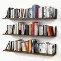Forbena Floating Book Shelves For Wall Set Of 3, 36 Inches Long Wall Bookshelf For Bedroom, Large Wood Heavy Duty Hanging Bookshelves For Books, Living Room Decor, Closet Storage (Rustic Brown)