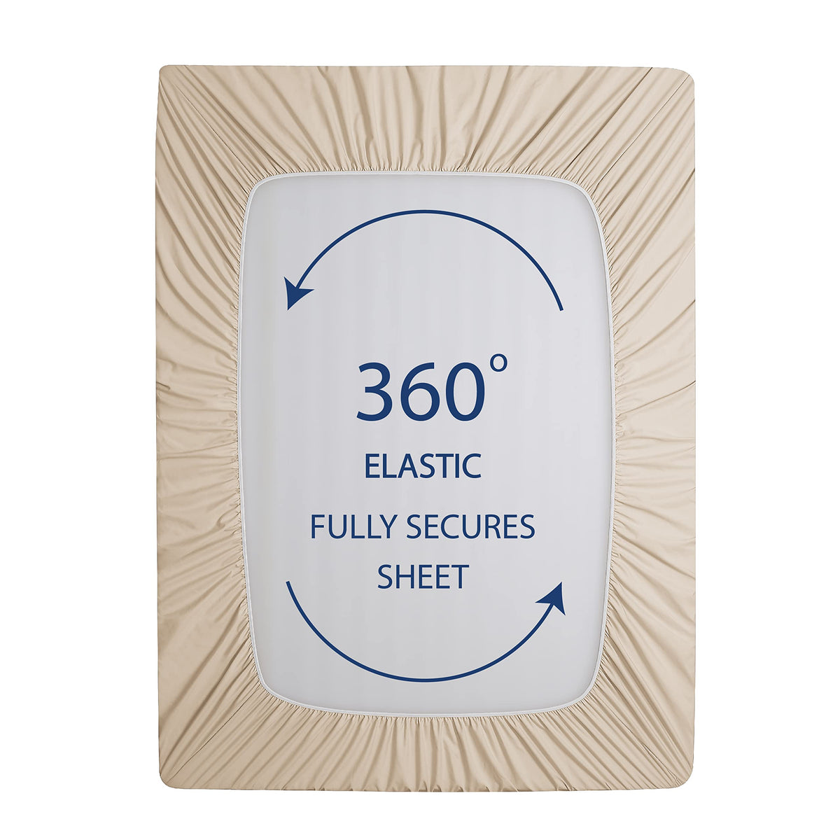 Cathay Home Queen Fitted Sheet - Double Brushed Ultra Soft – Wrinkle & Fade Resistant - 16' Deep Pocket Fitted Sheet Only - Good Fit For 14'-18' Deep Mattress (Queen, Cream)