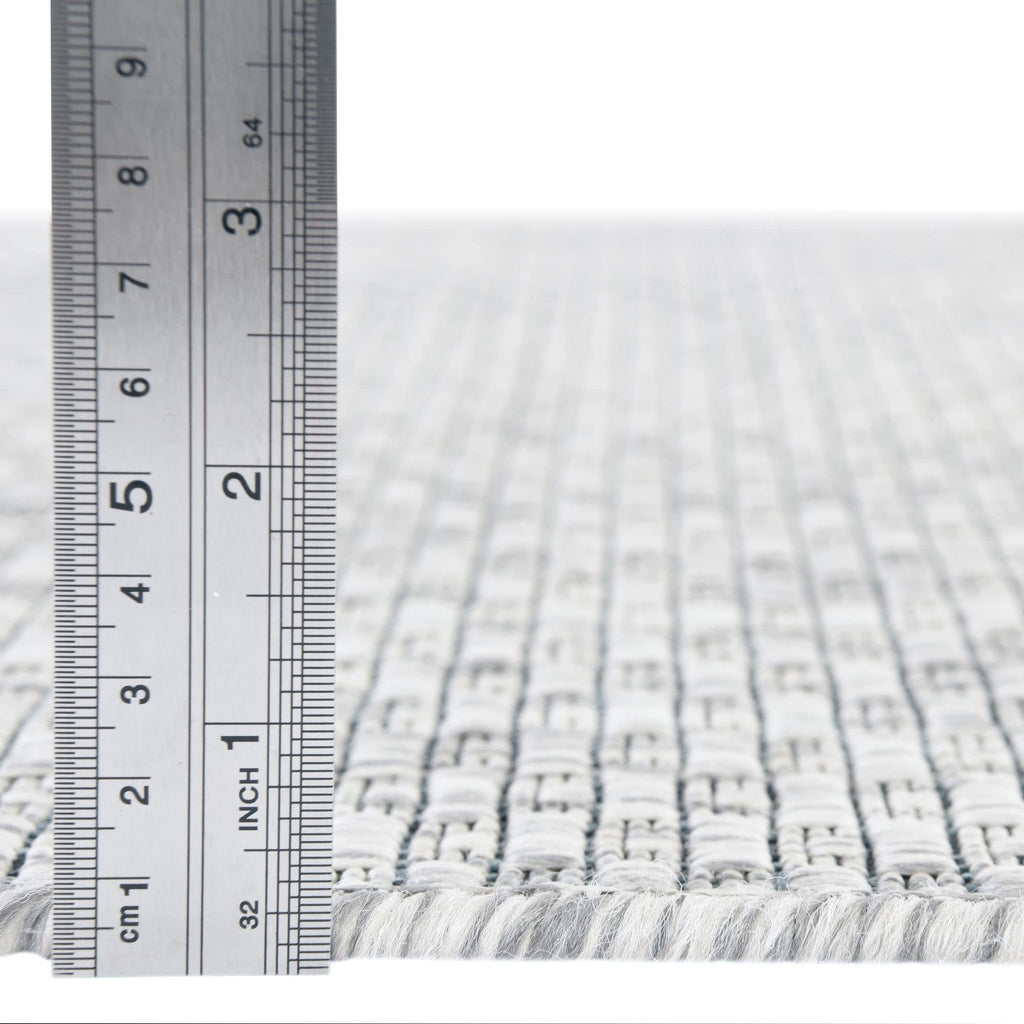 Unique Loom Collection Casual Transitional Solid Heathered Indoor/Outdoor Flatweave Area Rug (13' Round, Light Gray/Ivory)