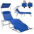 #Wejoy Folding Chaise Lounge Chair With Adjustable Back Portable Patio Lounge Chair With Canopy Heavy-Duty Camping Reclining Lounge Chair With Pillow For Beach Poolside Backyard Sunbathing Lawn Camp