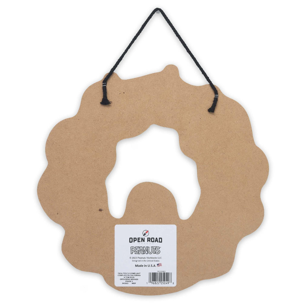 Open Road Brands Peanuts Snoopy Jack-O-Lantern Halloween Wreath Hanging Wood Wall Decor - Fun Snoopy Halloween Sign For Home