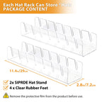 2Pcs Hat Stand For Baseball Caps, No Install Acrylic Hat Organizer For 14 Baseball Caps, Hat Racks For Baseball Caps Display Hat