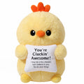 Hollowfly 10 Inch Chicken Plush Stuffed Animal Gifts for Girl Boy, Cute Stuff Active Support Gift for Women Men Graduation Teach