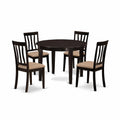 East West Furniture BOAN5-CAP-C 5 Piece Dinette Set for 4 Includes a Round Kitchen Table and 4 Linen Fabric Dining Room Chairs, 42x42 Inch, Cappuccino