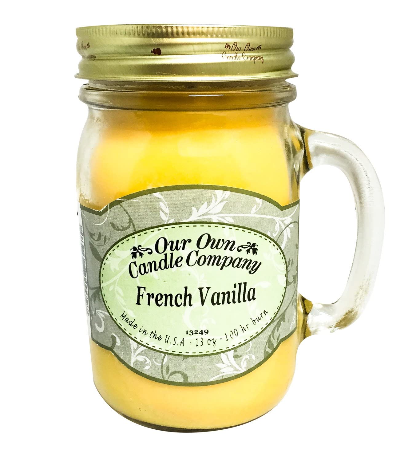 Our Own Candle Company, French Vanilla Scented Mason Jar Candle, 100 Hour Burn Time, 13 Ounces