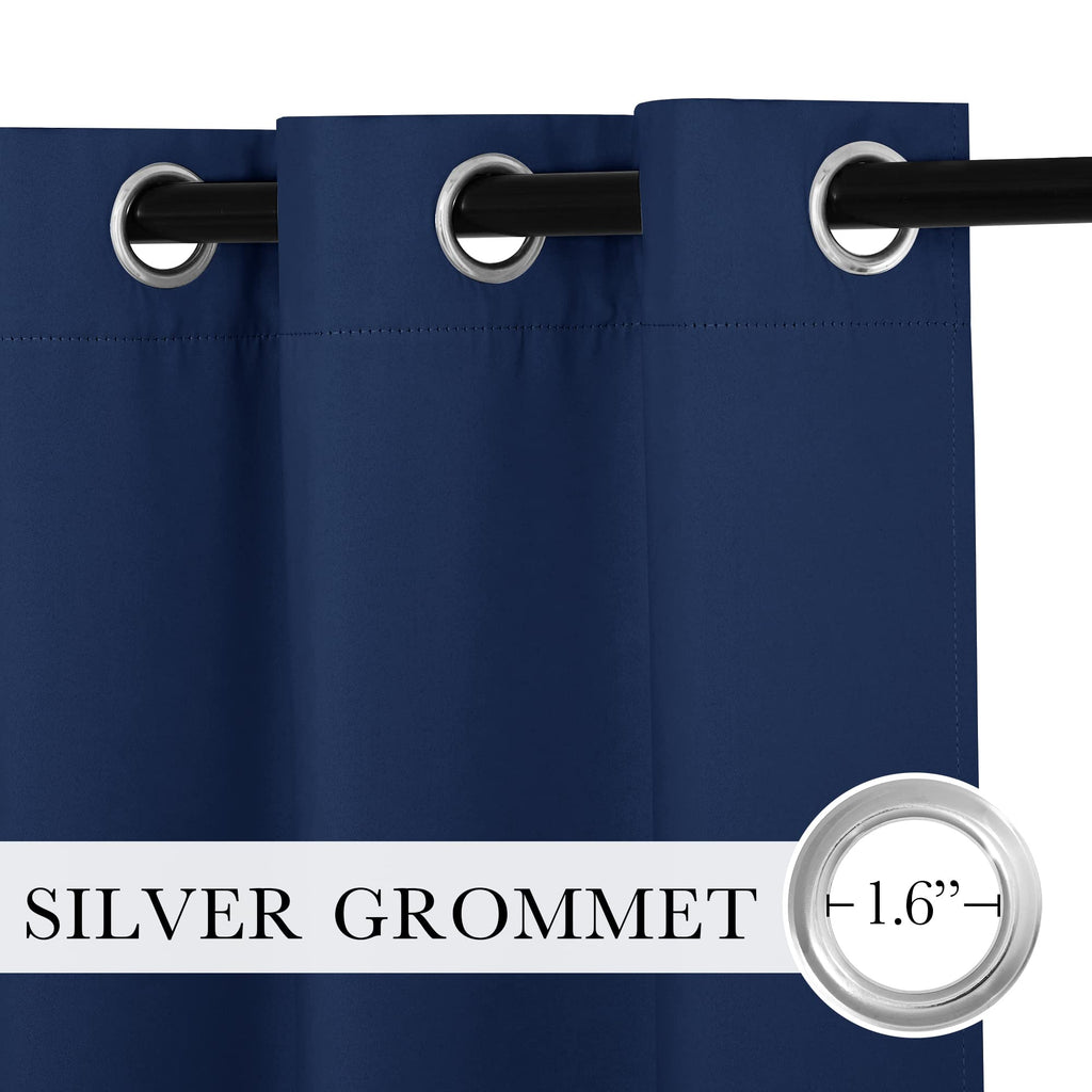 Ryb Home Navy Blue Grommet Curtains For Living Room, Room Darkening Thermal Curtains Drapes Privcay Window Coverings For Bedroom