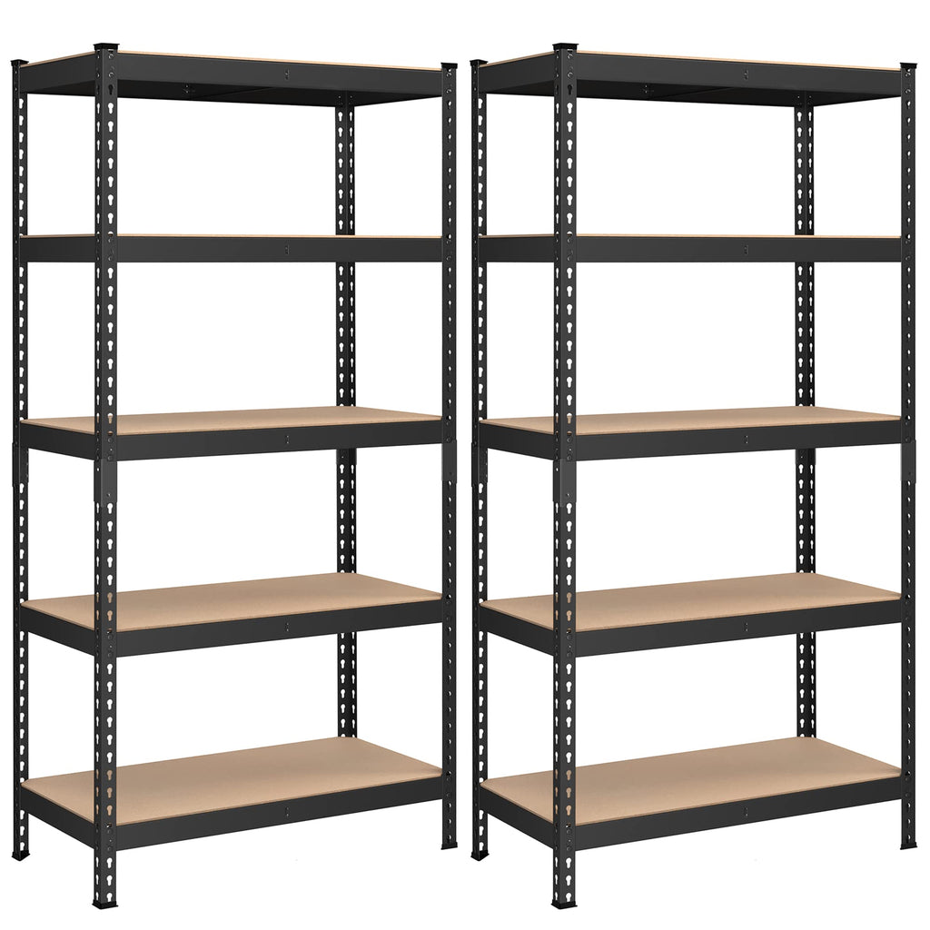 Songmics 5-Tier Storage Shelves, Set Of 2 Garage Storage, Boltless Assembly, Adjustable Shelving Units, 17.7 X 35.4 X 70.9 Inches, Load 1929 Lb Each, Shed Warehouse Basement, Black Uglr450B02