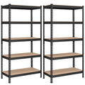 Songmics 5-Tier Storage Shelves, Set Of 2 Garage Storage, Boltless Assembly, Adjustable Shelving Units, 17.7 X 35.4 X 70.9 Inches, Load 1929 Lb Each, Shed Warehouse Basement, Black Uglr450B02