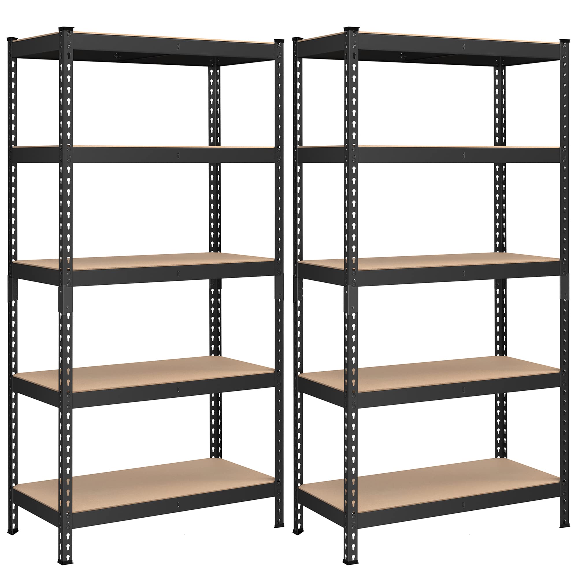 Songmics 5-Tier Storage Shelves, Set Of 2 Garage Storage, Boltless Assembly, Adjustable Shelving Units, 17.7 X 35.4 X 70.9 Inches, Load 1929 Lb Each, Shed Warehouse Basement, Black Uglr450B02